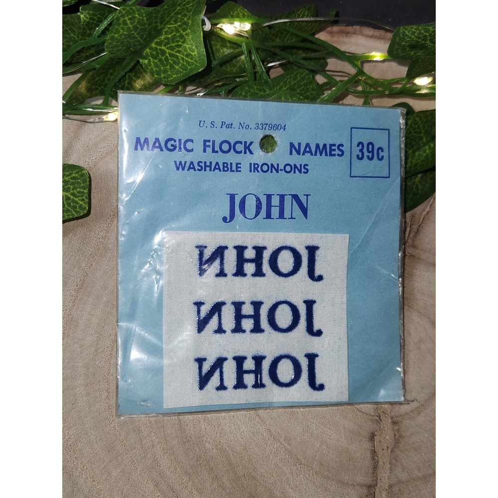 1960s JOHN Magic Flock Names Hot Iron Transfer Dod Sales Vintage Long Beach CA